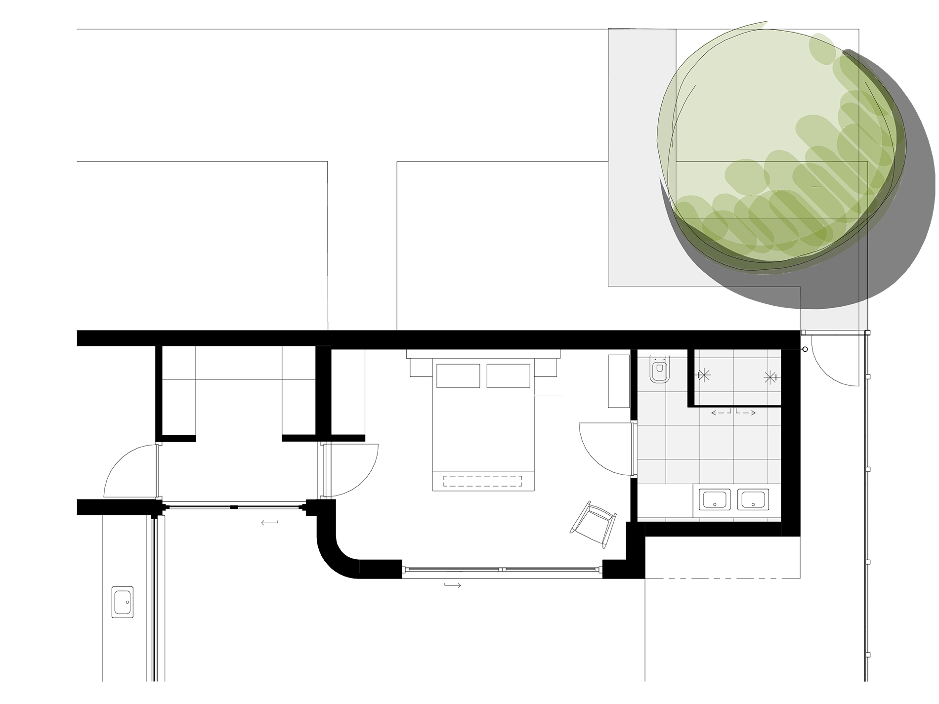 Plattegrond van de nieuwe aanbouw
