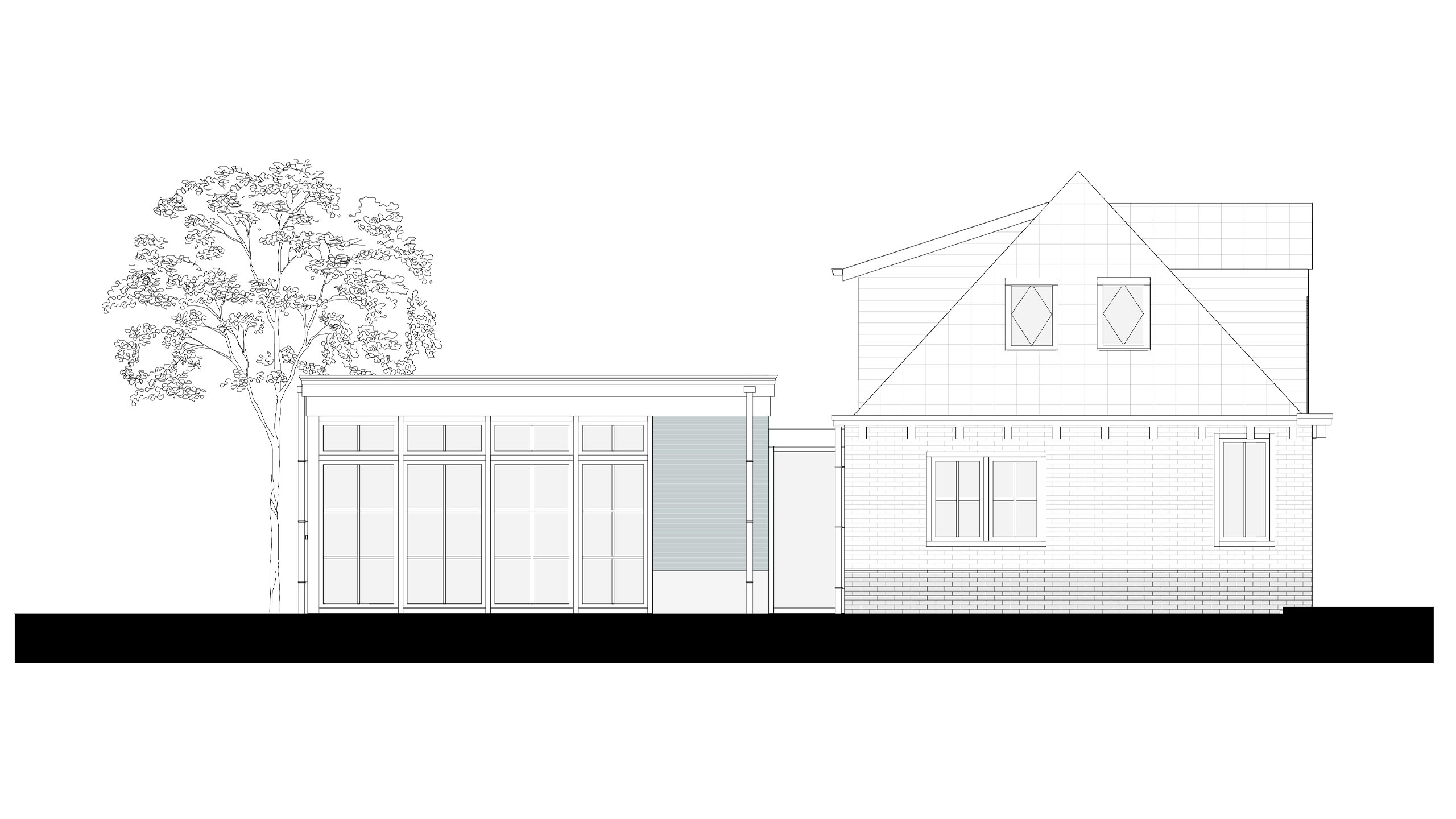 Gevelaanzicht met aanbouw Nieuwedammer Molenpad