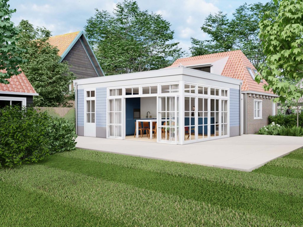 Nieuwe aanbouw dijkwoning